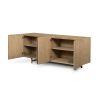Four Hands Mika Dining Sideboard - White Washed Oak Veneer - side view doors open