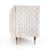 Four Hands Rio Media Console - Round Cut White Wash - full side legs view
