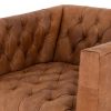 Four Hands Williams Leather Chair Natural Washed Camel - Seat Detail View