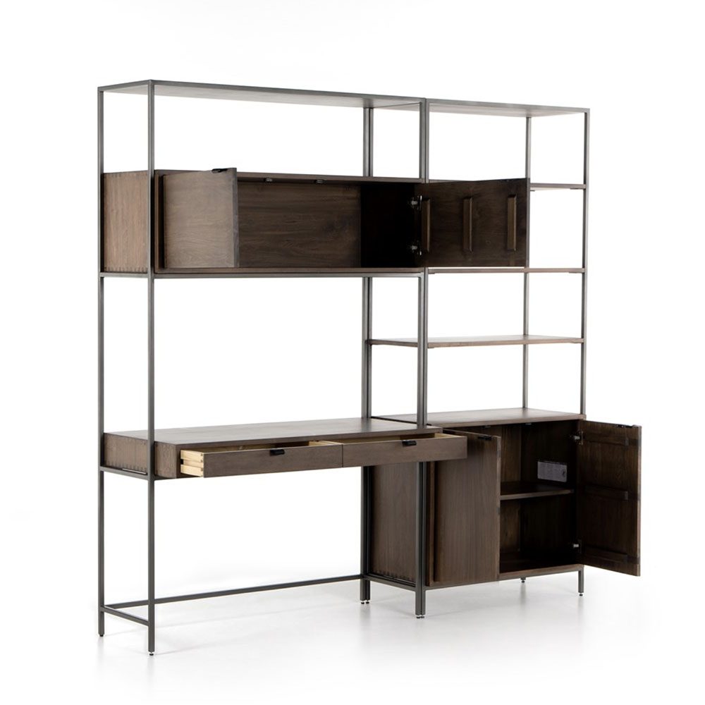 Trey Modular Wall Desk with 1 Bookcase - HUIS